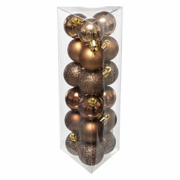 Set de 18pcs boules de noel 30mm bronze - ATM