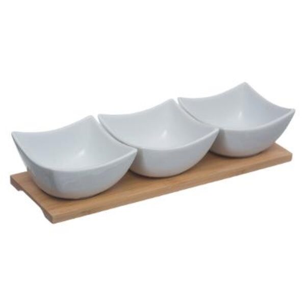 Set aperitif porcelaine + bambou 4 pcs