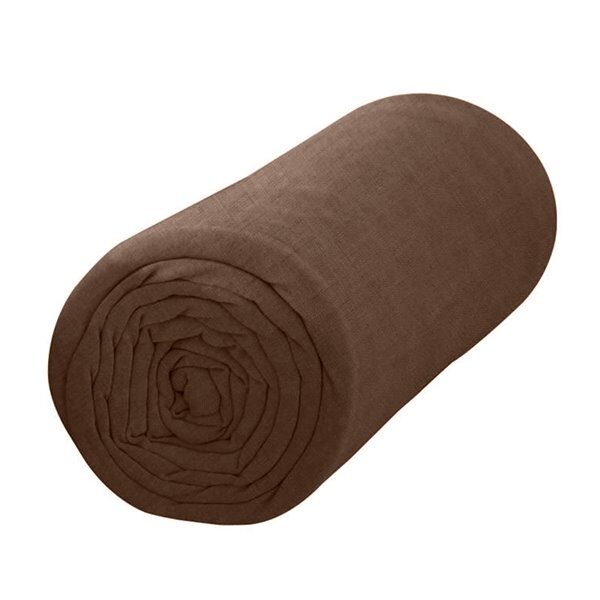 Drap housse jersey 90x190cm uni CHATAIGNE