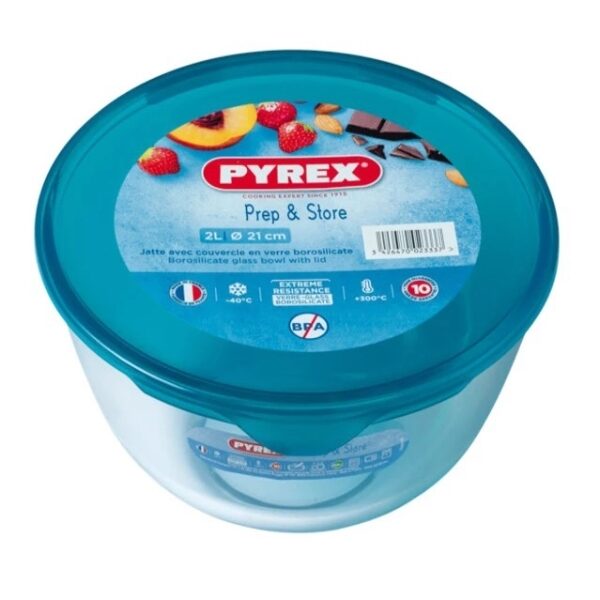 Jatte en verre 2L avec couvercle - PYREX