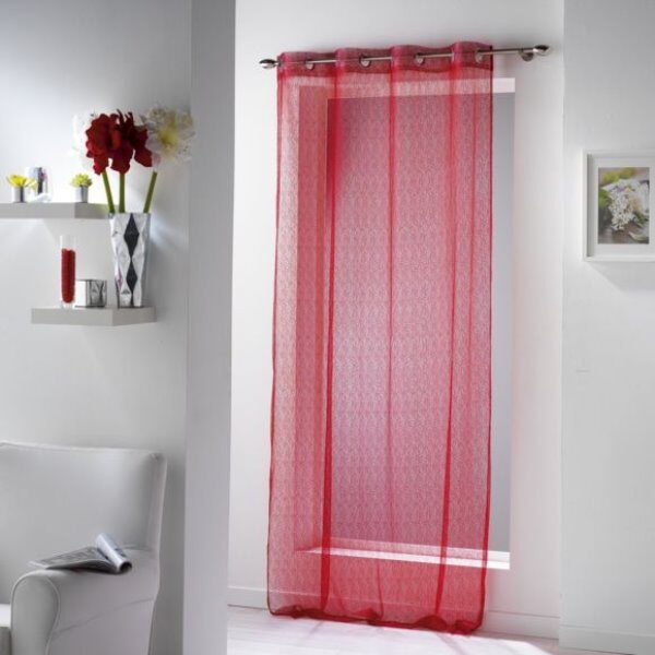 RIDEAU VOILE FINE RESILLE ROUGE NUANCE & MATIERE - 140 X 240 CM