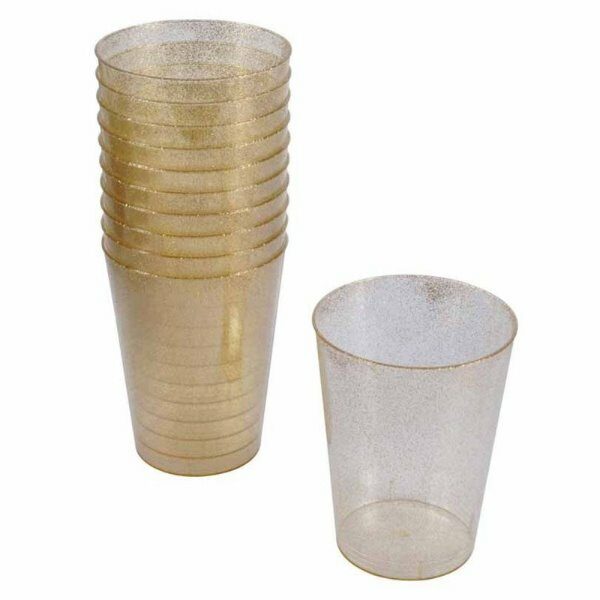 Set de 20 verres en plast reeutilisable 20cl paillete or - D INT