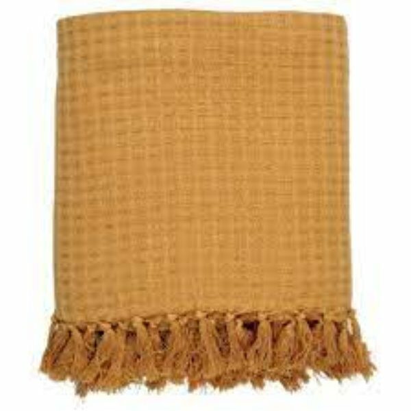 Jete de canape gaufre jaune ocre 130x160 cm - CDISTR