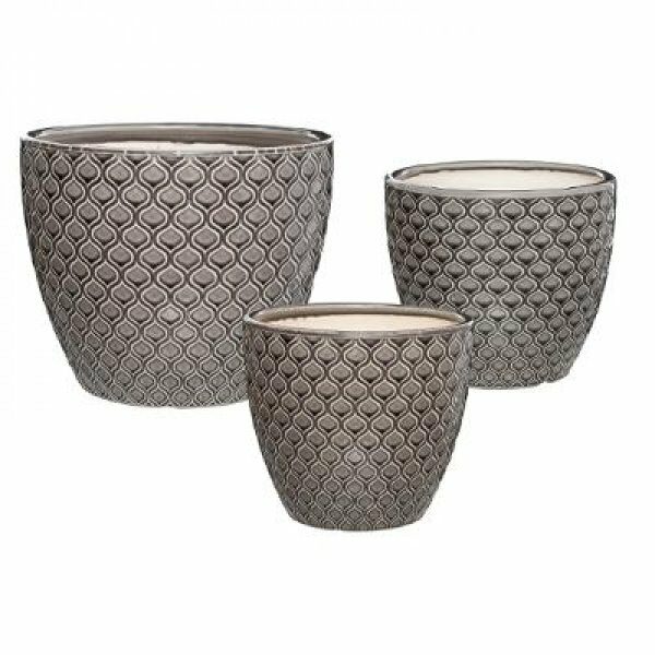Set de 3 vases en ceramique orient gris max D30cm - ATM