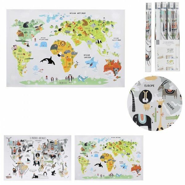 Sticker mural mappemonde 90x60 - CDISTR