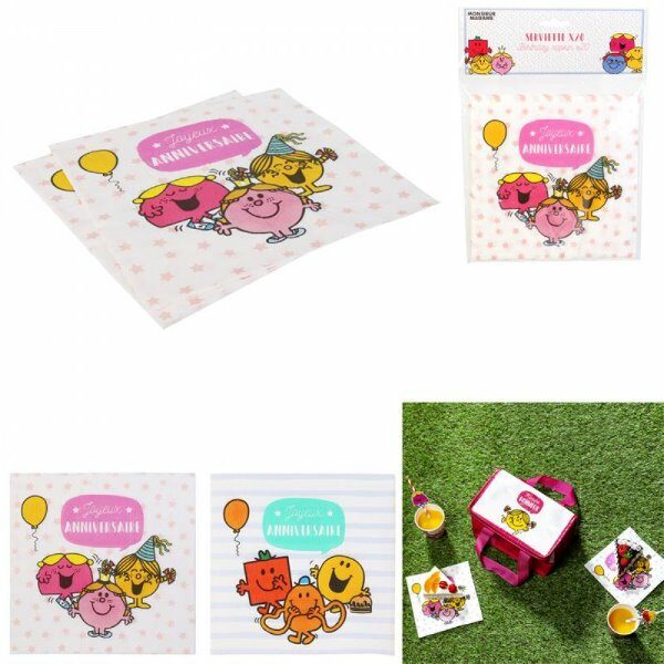 Serviettes en papier anniversaire x20 MR MME - CDISTR