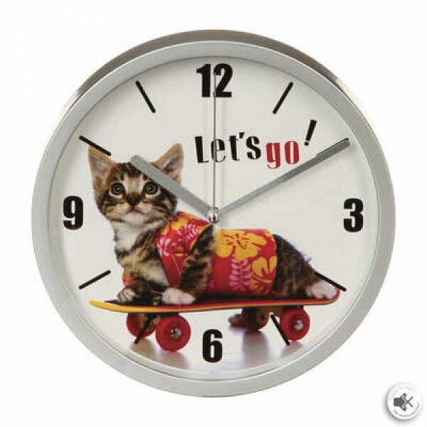 Horloge plast chat D22cm -ATM