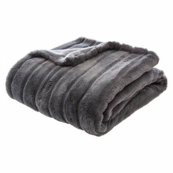 Plaid fourure gris fonce 120x160 cm MANOIR - ATM