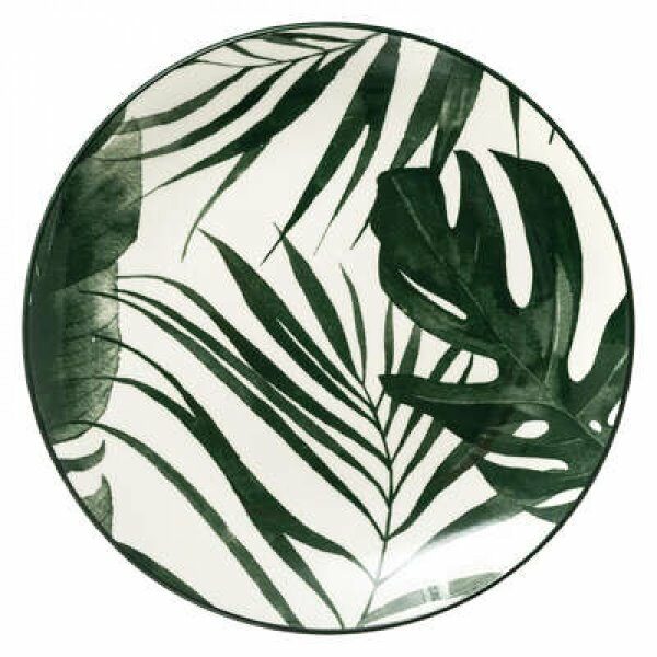 Assiette creuse 20 cm verte PALME - Lot de 6 - SG