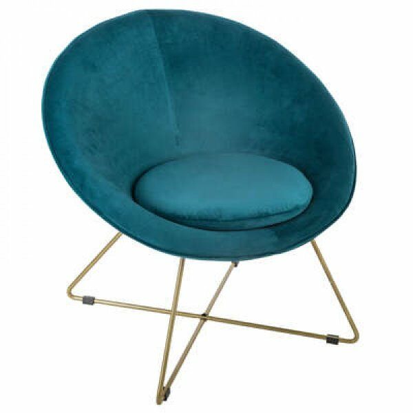 Fauteuil velours bleu canard EVAN - ATM