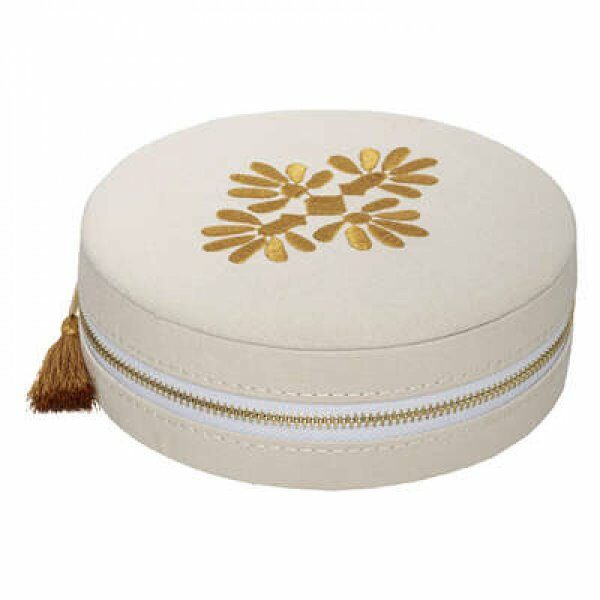 Boite a bijoux ronde brodee FOLK - ATM