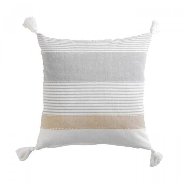 Coussin dehous. pompons 40x40 cm coton imp iliade DES PLACE - D INT