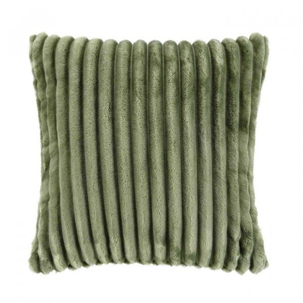 Housse de coussin + encart 40x40 cm flannelle jacquard uni kaki KALIE - D INT