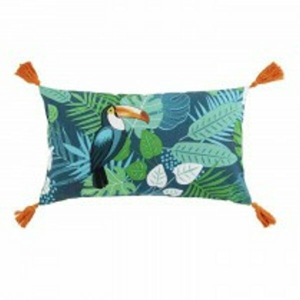 Coussin déhous. compresse pompons 30x50 cm coton imp cocobello DES PLACE - D INT