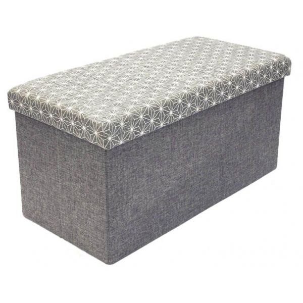 Coffre banc pliable gris a motif blanc - CDISTR
