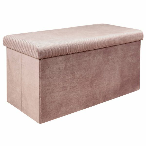 Coffre banc pliable velours cotele rose GIULIA - CDISTR
