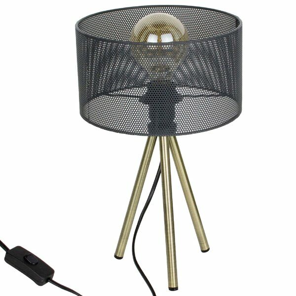 Lampe a poser trepied gris perfore - CDISTR