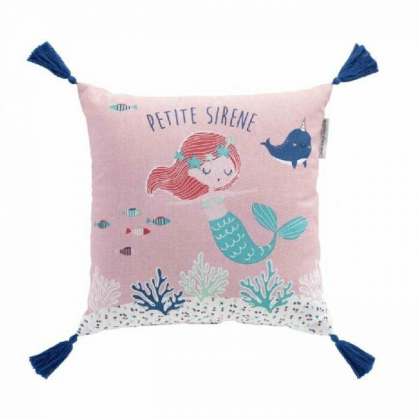 Coussin 40x40 cm coton imp PETITE SIRENE DES. PLACE - D INT