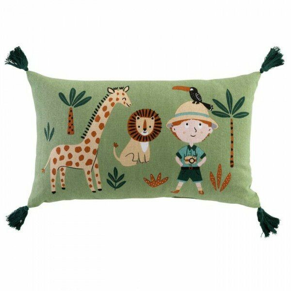 Coussin 30x50 cm coton imp LEO L'EXPLORATEUR DES. PLACE - D INT