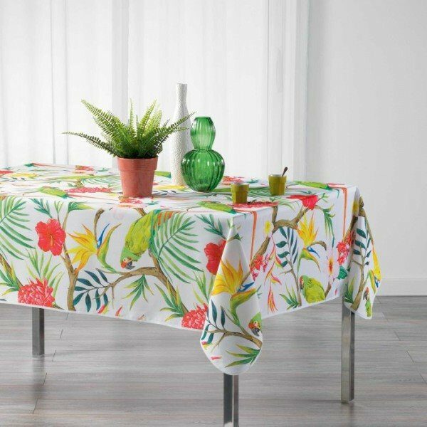 Nappe de table rect 150x240 cm polyester imp blanc TROPICOCO - D INT