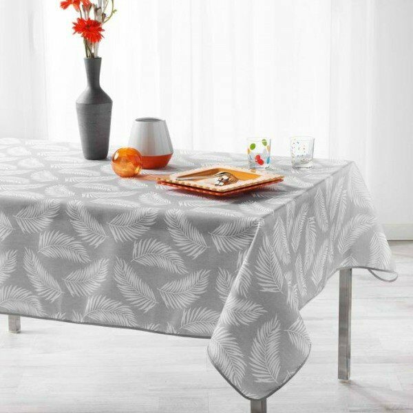 Nappe de table rect 150x240 cm polyester imp gris LIFETTE - D INT