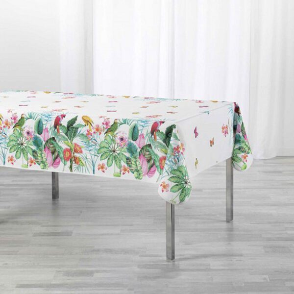 Nappe de table rectangle 150x240 imp polyester tropical vintage - DOUCEUR D'INTERIEUR