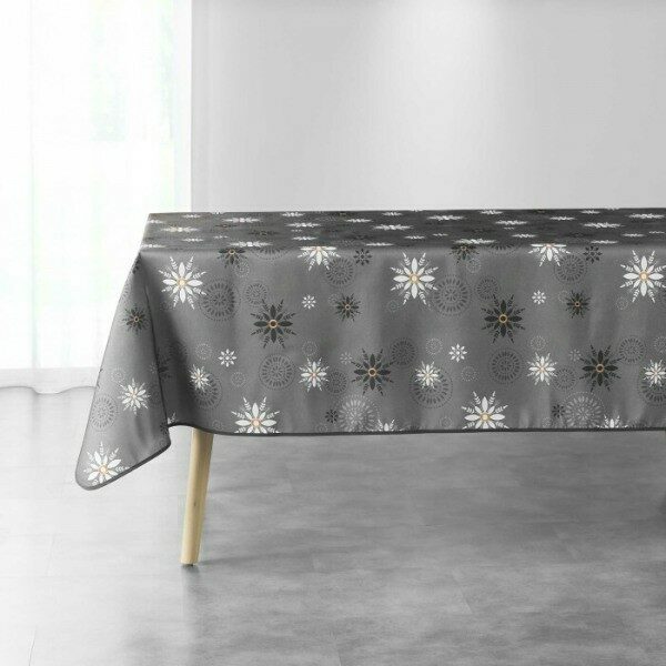 Nappe de table rect 150x240 cm polyester imp anthracite ENCHANTE - D INT