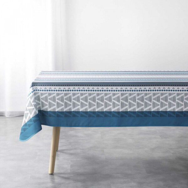 Nappe de table rect 150x240 cm polyester imp bleu PACOME - D INT