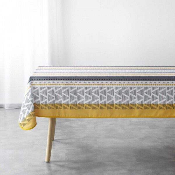 Nappe de table rect 150x240 cm polyester imp jaune PACOME - D INT
