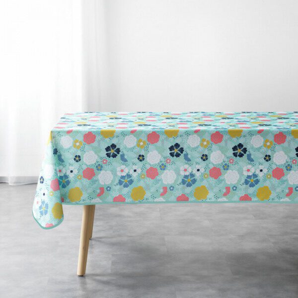 Nappe de table rect 150x240 cm polyester imp menthe LILY - D INT