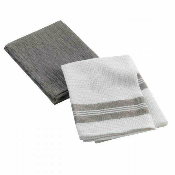 Lot de 2 torchons 50x70 cm coton nid d'abeille taupe COCOTY - D INT