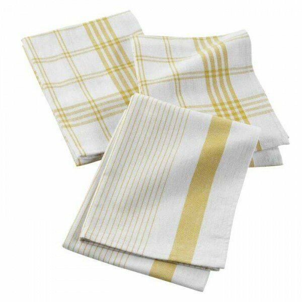 Lot de 3 torchons 50x70 cm coton tisse jaune PRATICO - D INT