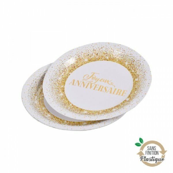 Set de 6 assiettes en carton 18,5 cm gold - D INT