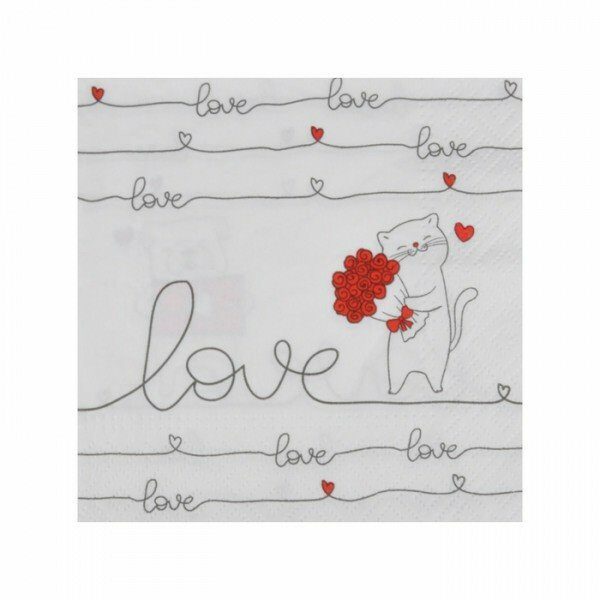 Set de 20 serviettes en papier 25x25cm 3 plis NEW LOVE - D INT
