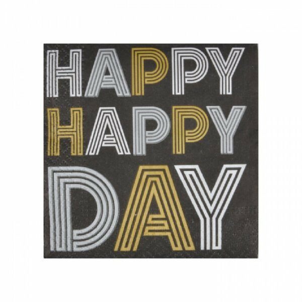 Set de 20 serviettes en papier 25x25cm 3 plis HAPPY BIRTHDAY - D INT