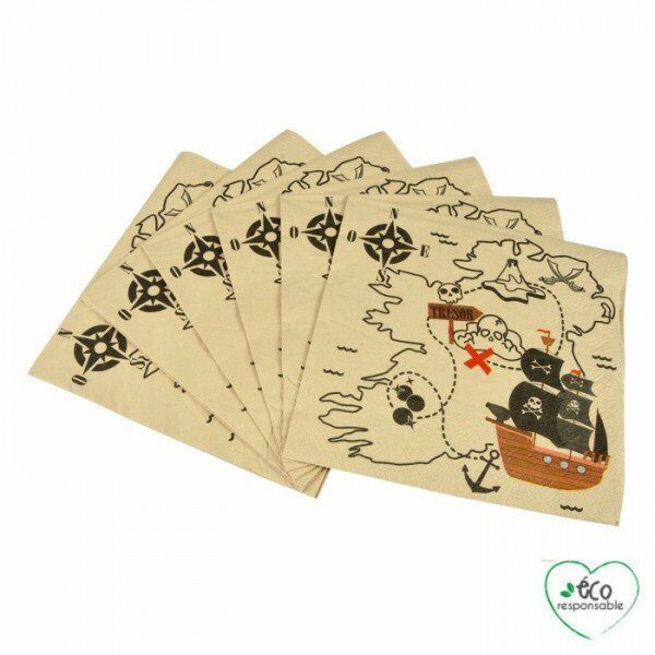 Set de 20 serviettes en papier 33x33cm 3 plis PIRATES - D INT