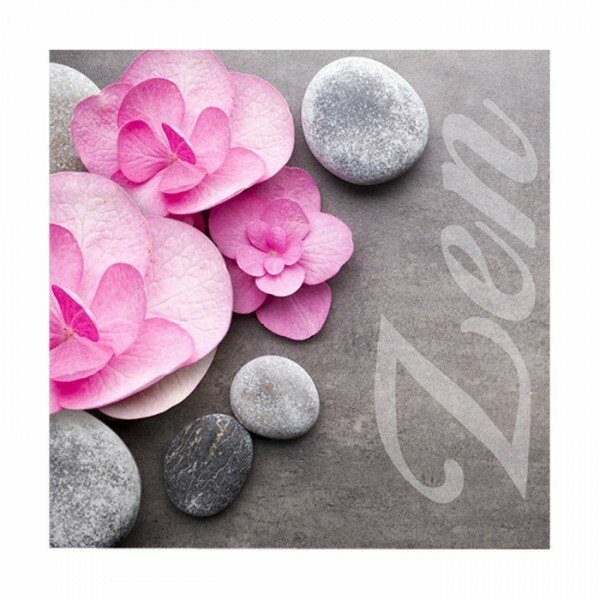 Set de 20 serviettes en papier 33x33cm 3 plis ZEN ORCHIDEE - D INT