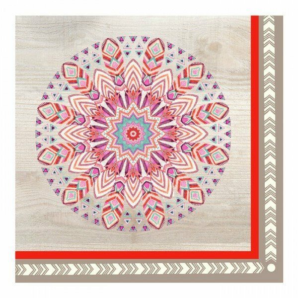 Set de 20 serviettes en papier 33x33cm 3 plis BOHO MANDALA - D INT