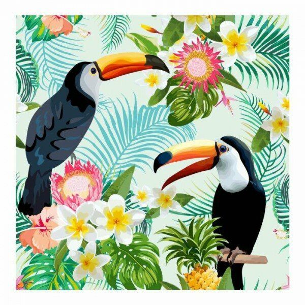 Set de 20 serviettes en papier 33x33cm 3 plis TROPICAL BIRDS - D INT