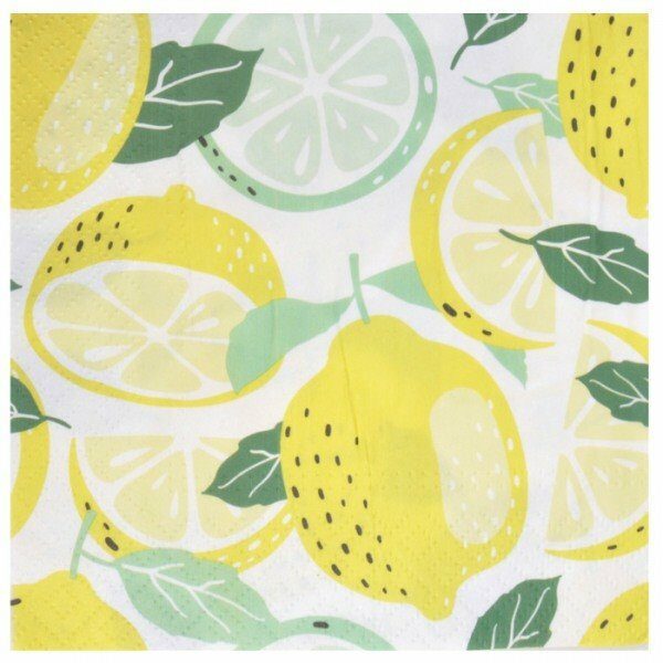 Set de 20 serviettes en papier 33x33cm 3 plis CITRONS SAVOUREUX - D INT