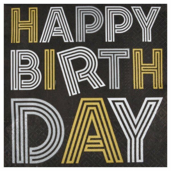 Set de 20 serviettes en papier 33x33cm 3 plis HAPPY BIRTHDAY - D INT