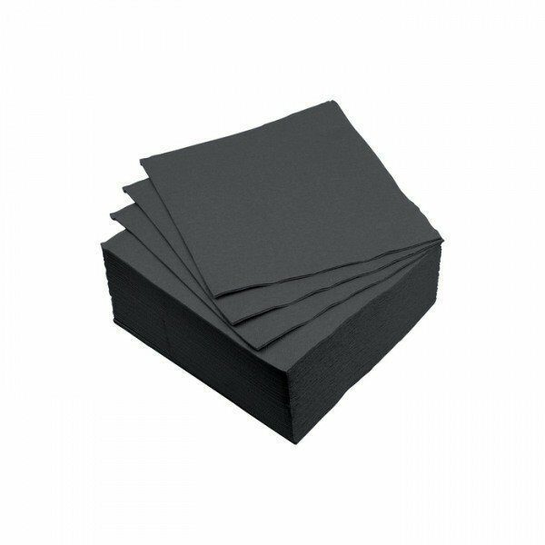 Set de 40 serviettes en papier 25x25cm 2 plis noir VITAMINE - D INT