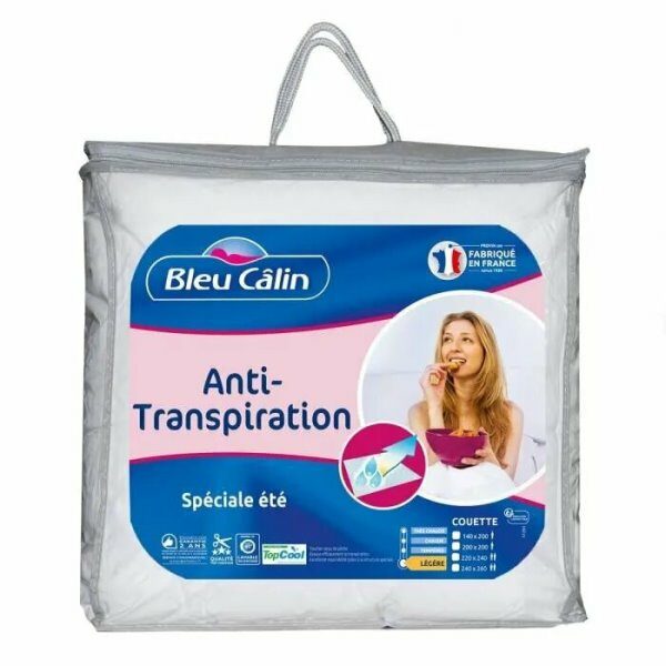 Couette anti-transpiration 240x260 polyester 200g / m² TOPCOOL - BLEU CALIN