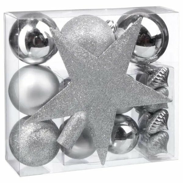 Set de 18pcs boules de noel argent - ATM