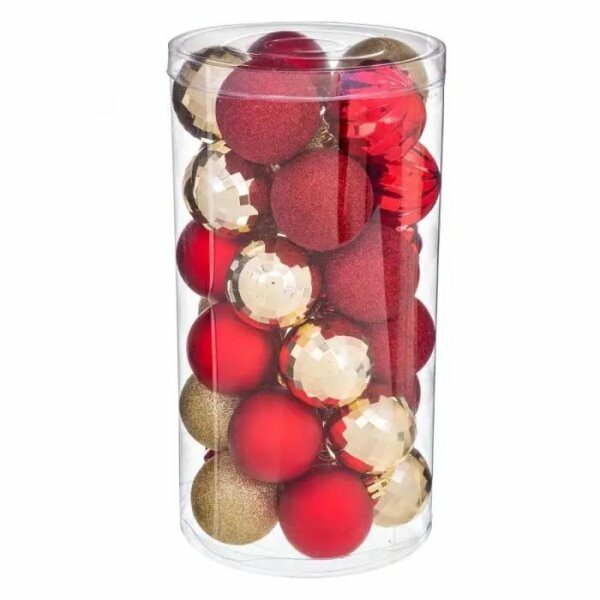 Set de 30pcs boules de noel 60mm rouge / or - ATM