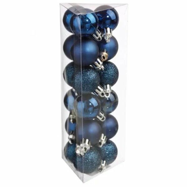 Set de 18pcs boules de noel 30mm bleu nuit - ATM