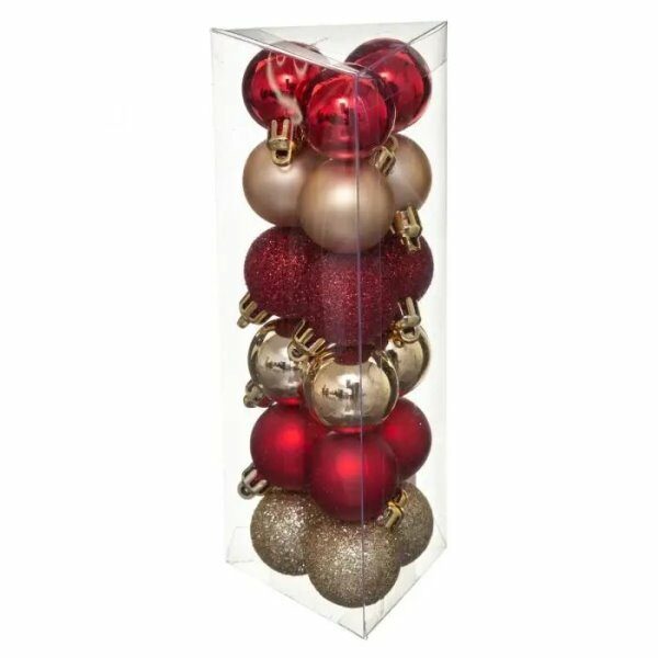 Set de 18pcs boules de noel 30mm rouge / or - ATM
