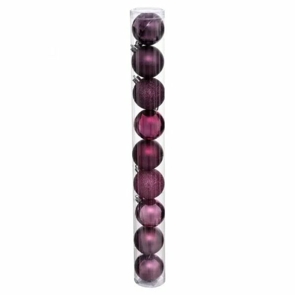 Set de 9pcs boules de noel 60mm cassis - ATM