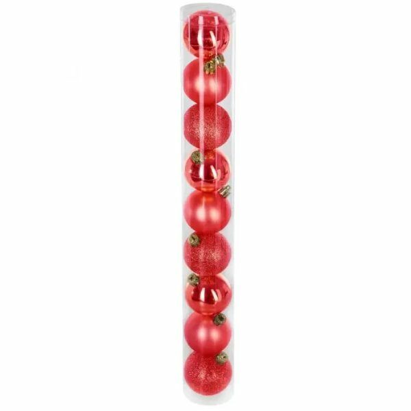 Set de 9pcs boules de noel 60mm rouge - ATM