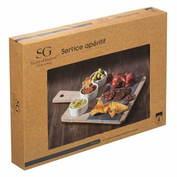 Set aperitif ardoise / bambou 4 pcs - SG
